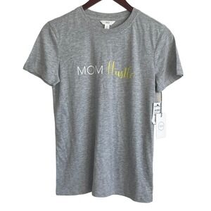 1901 Women Casual Loungewear Mom Hustle‎ T-Shirt M Grey Graphic Tee Leisure NWT